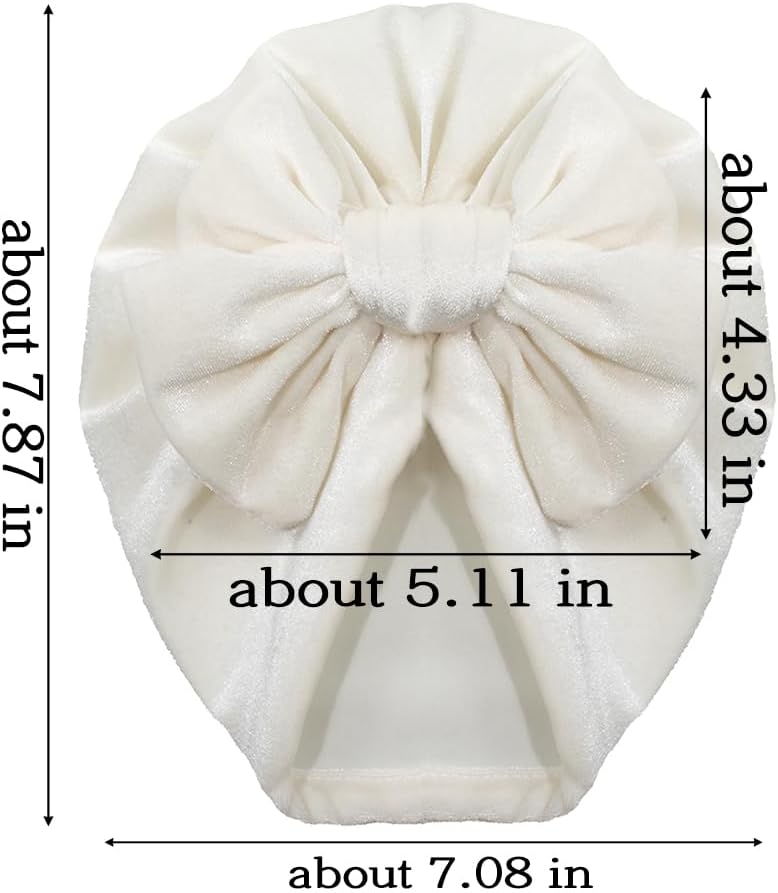 Esumun Baby Girls Hair Bow Turban Hat 6PCS Set, Top Bowknot Head Wrap Beanie India Caps for Infant Toddlers - Image 2